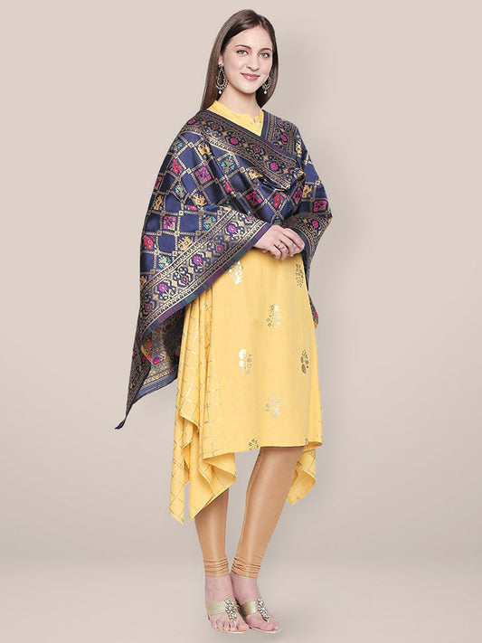 Blue & Multicoloured Art Silk Dupatta. freeshipping - Dupatta Bazaar