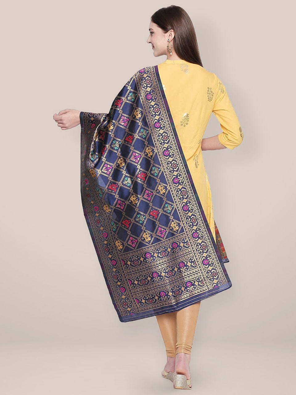 Blue & Multicoloured Art Silk Dupatta. freeshipping - Dupatta Bazaar