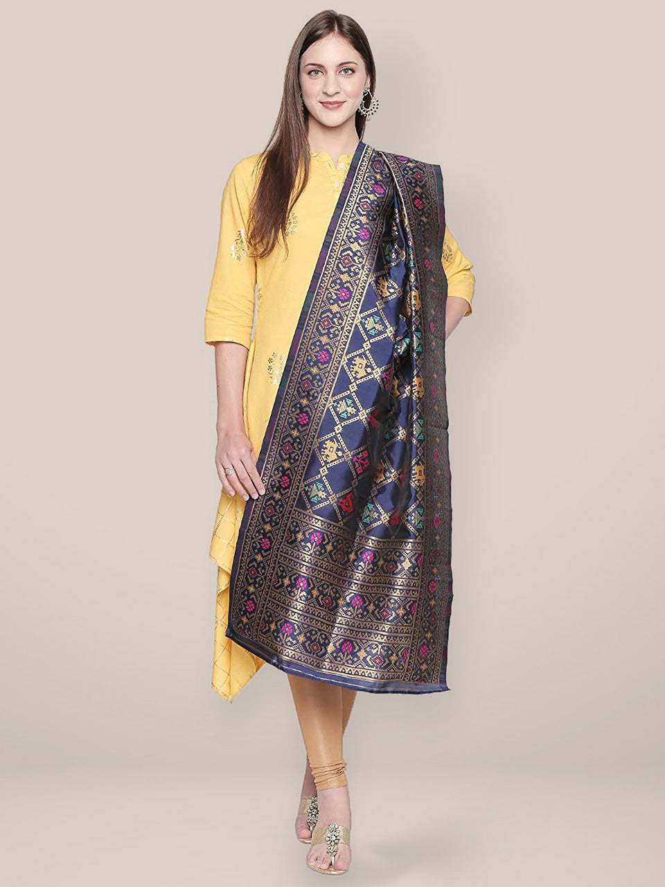 Blue & Multicoloured Art Silk Dupatta. freeshipping - Dupatta Bazaar