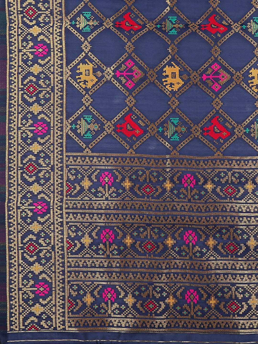 Blue & Multicoloured Art Silk Dupatta. freeshipping - Dupatta Bazaar