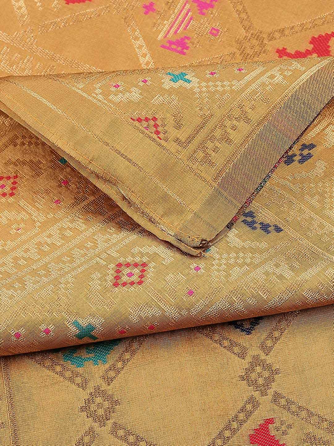 Gold & Multicoloured Art Silk Dupatta. freeshipping - Dupatta Bazaar