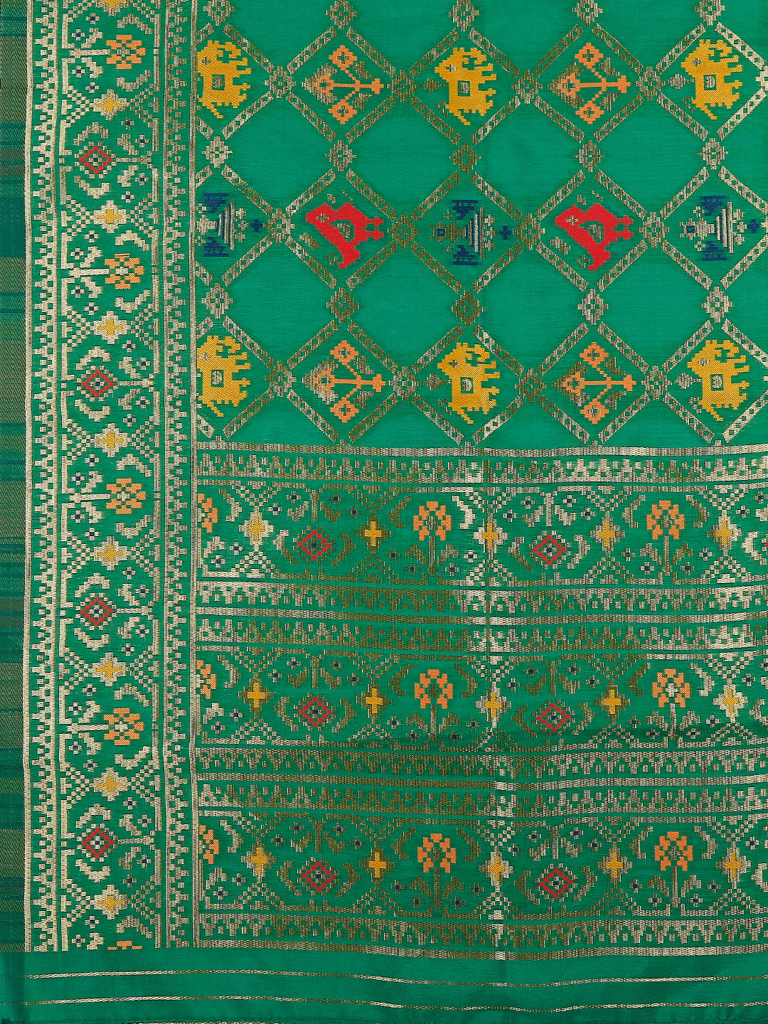 Dupatta Bazaar Woman's Green & Multicoloured Art Silk  Dupatta. - Dupatta Bazaar