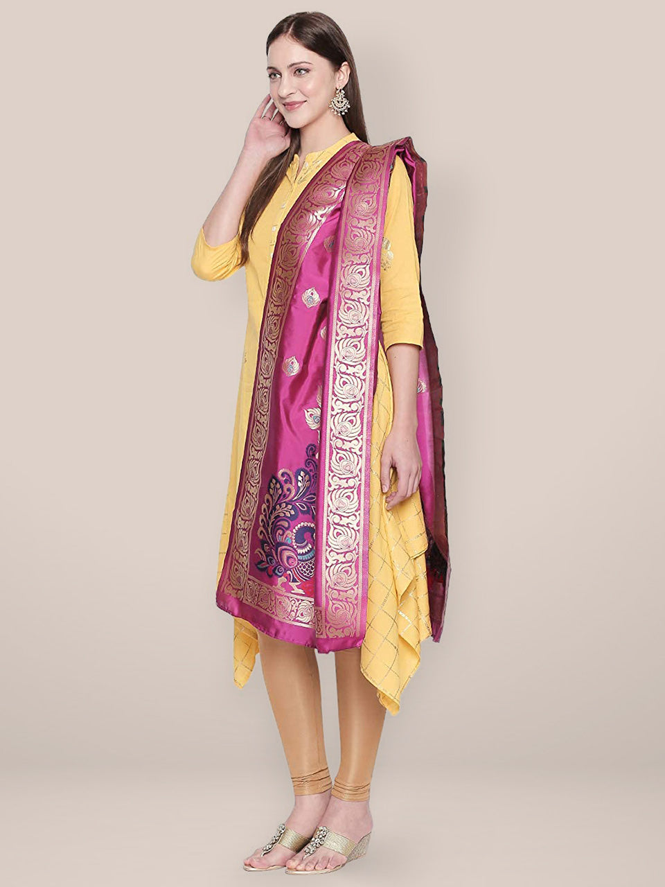 Pink & Multicoloured Art Silk Dupatta. freeshipping - Dupatta Bazaar