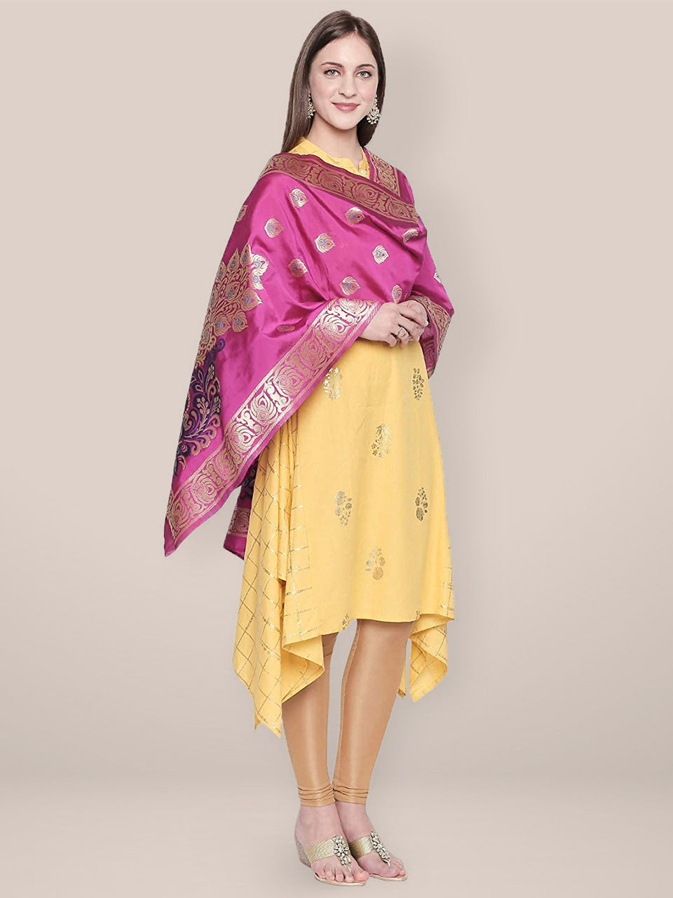 Pink & Multicoloured Art Silk Dupatta. freeshipping - Dupatta Bazaar