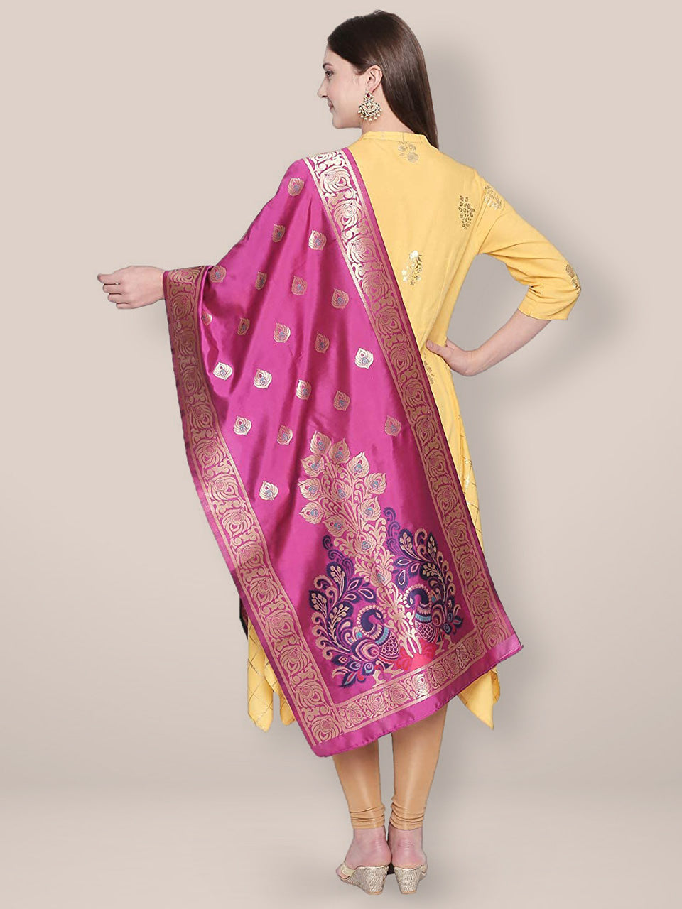Pink & Multicoloured Art Silk Dupatta. freeshipping - Dupatta Bazaar