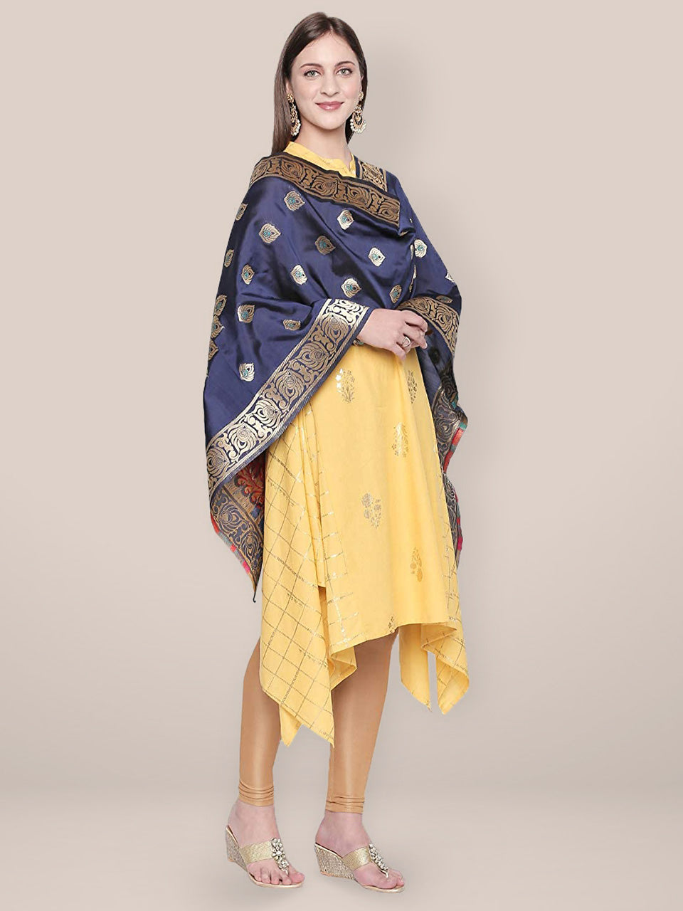 Blue & Multicoloured Art Silk Dupatta. freeshipping - Dupatta Bazaar