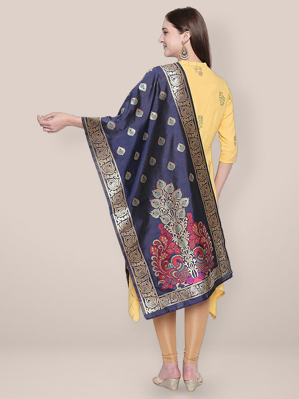 Blue & Multicoloured Art Silk Dupatta. freeshipping - Dupatta Bazaar