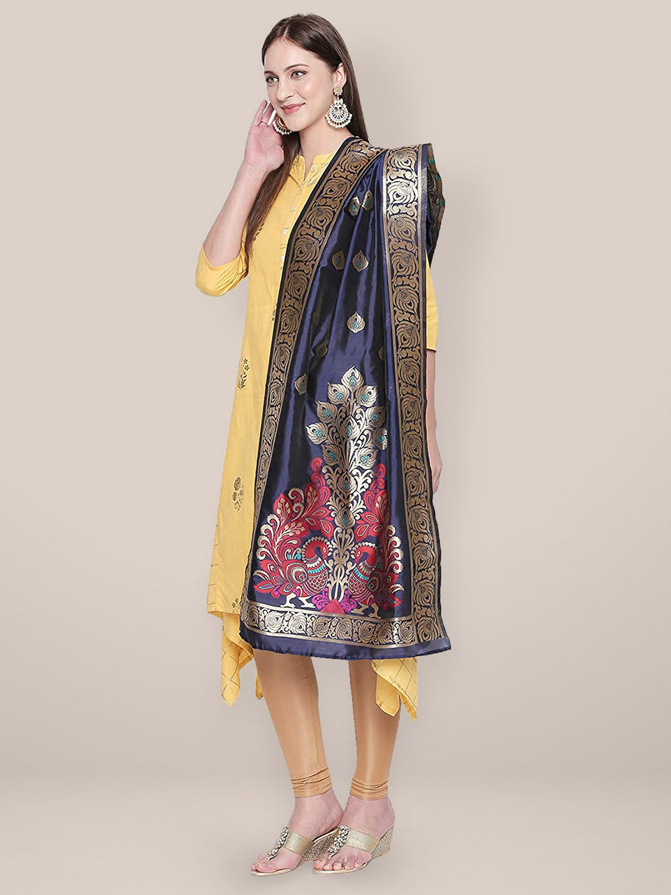 Blue & Multicoloured Art Silk Dupatta. freeshipping - Dupatta Bazaar
