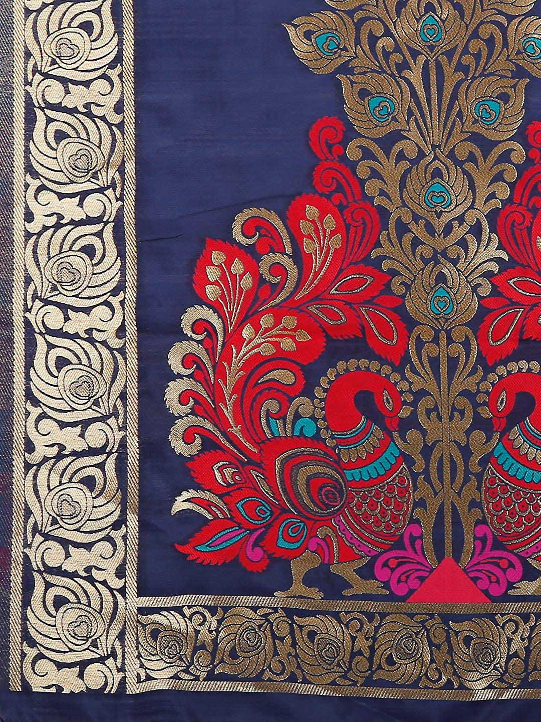 Blue & Multicoloured Art Silk Dupatta. freeshipping - Dupatta Bazaar
