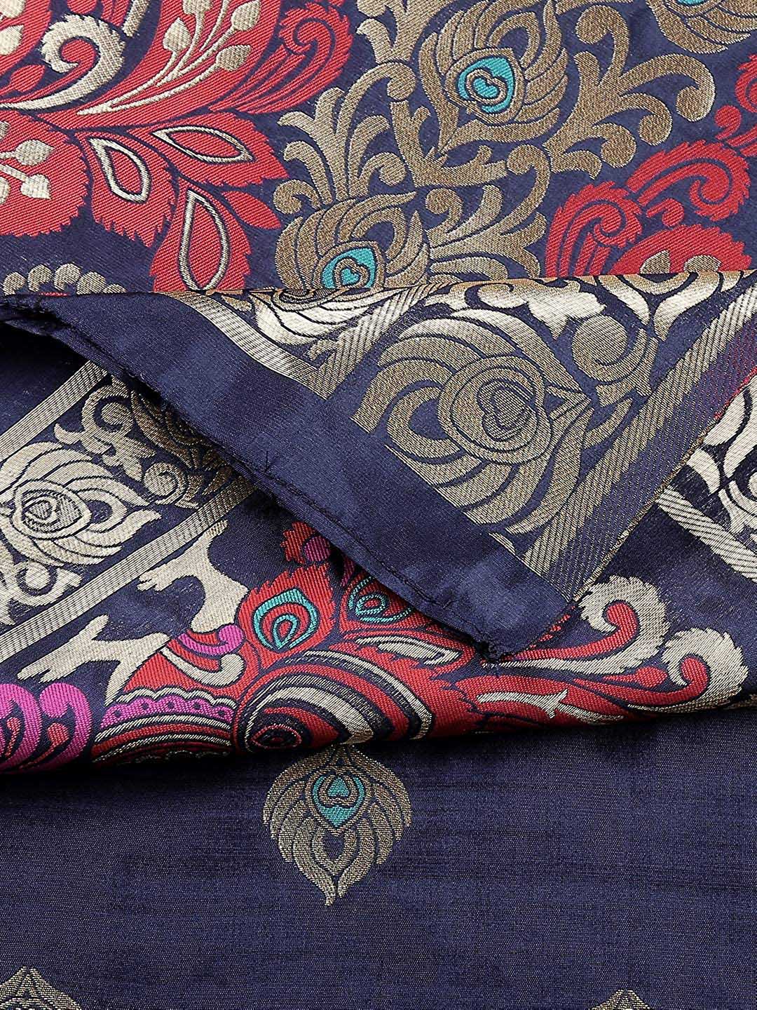 Blue & Multicoloured Art Silk Dupatta. freeshipping - Dupatta Bazaar