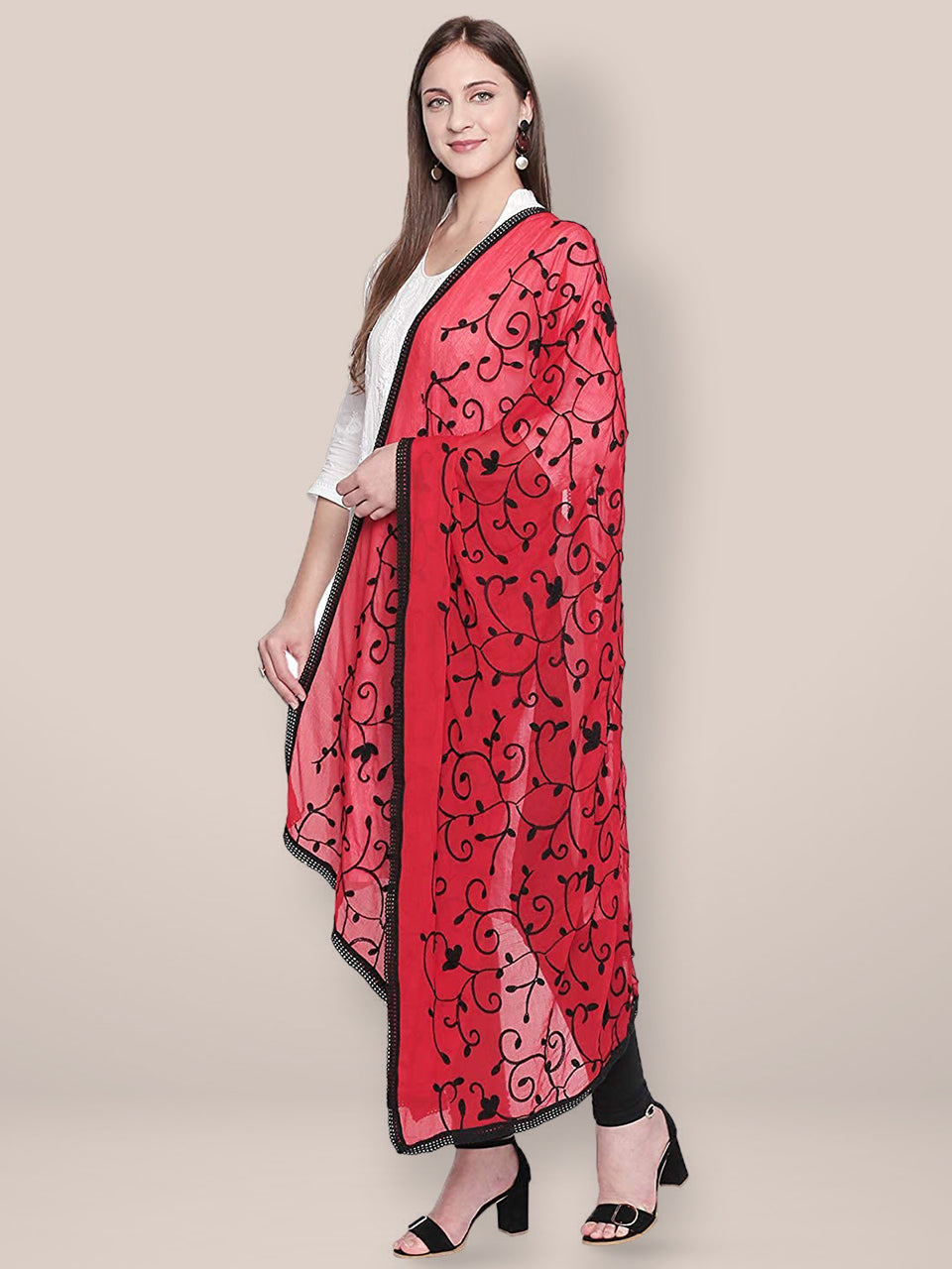 Embroidered Chiffon Dupatta freeshipping - Dupatta Bazaar
