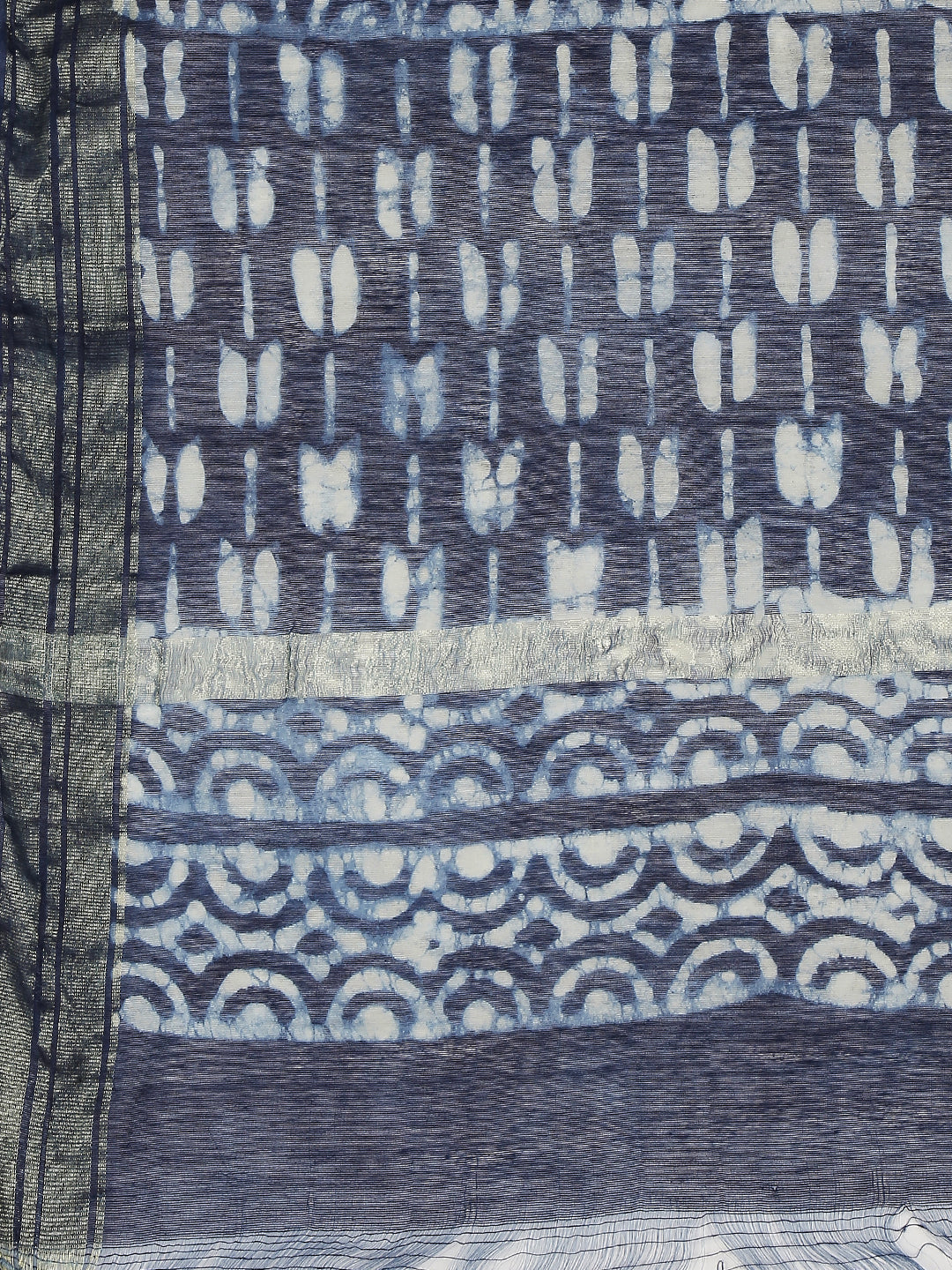 Dupatta Bazaar Woman's Block Printed Indigo Chanderi Silk Dupatta - Dupatta Bazaar