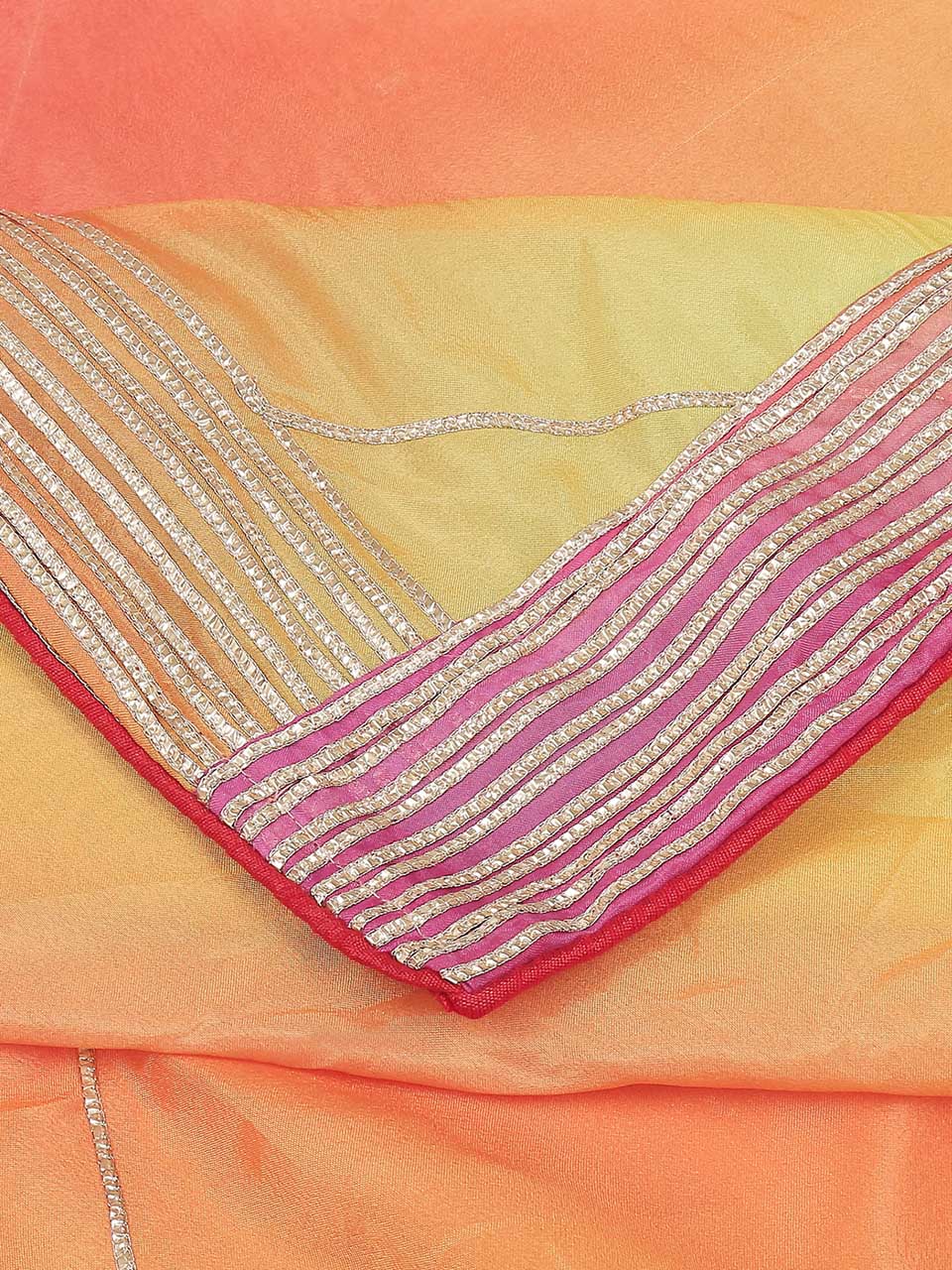 Multicoloured Digital Printed Silk Gotta Patti Dupatta freeshipping - Dupatta Bazaar