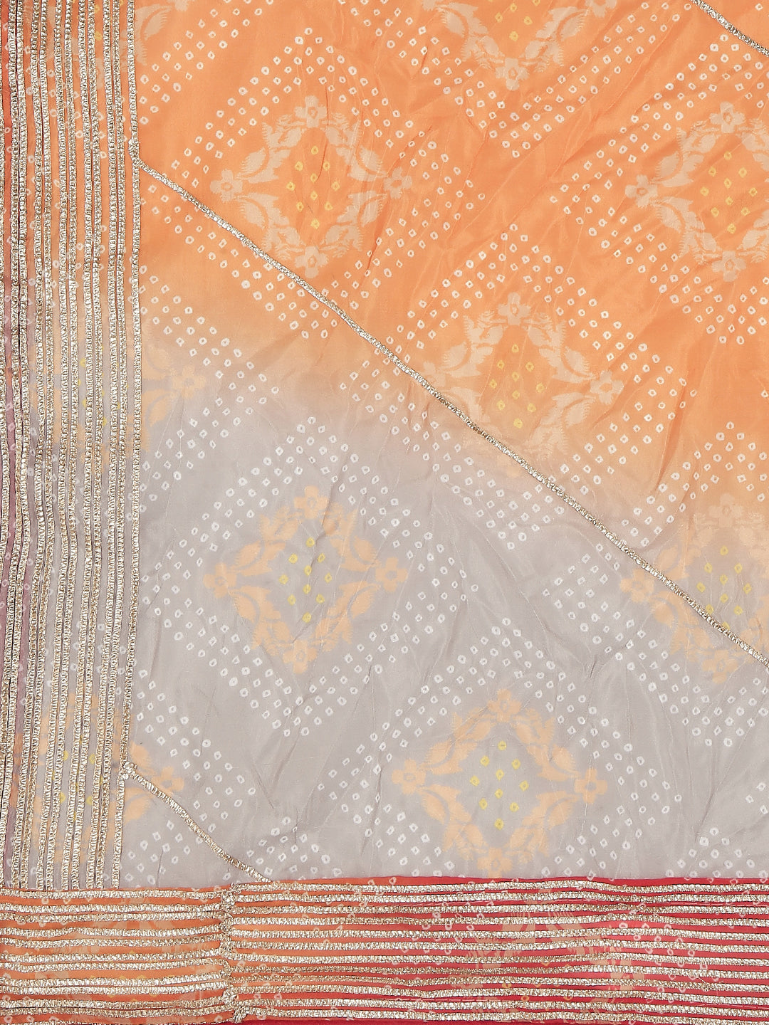 Dupatta Bazaar Woman's Multicoloured Digital Printed Silk Gotta Patti Dupatta - Dupatta Bazaar