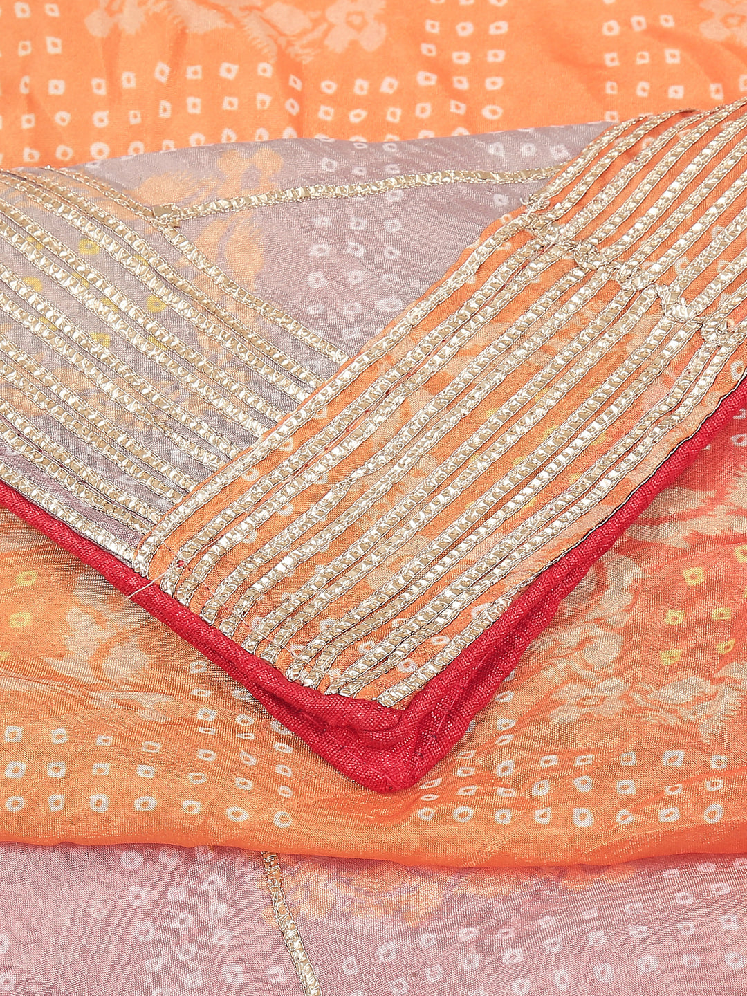 Dupatta Bazaar Woman's Multicoloured Digital Printed Silk Gotta Patti Dupatta - Dupatta Bazaar
