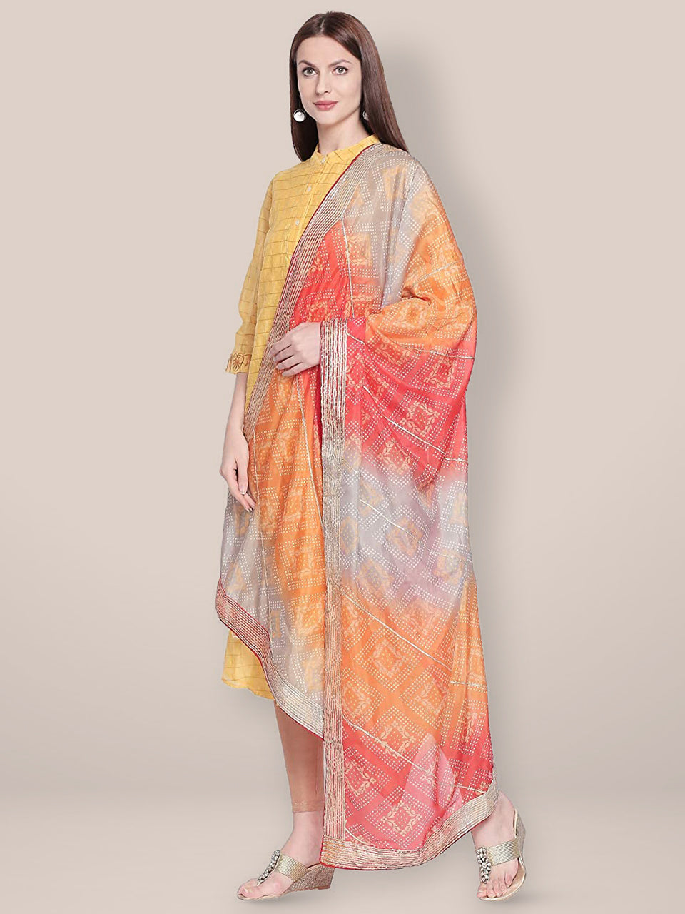 Multicoloured Digital Printed Silk Gotta Patti Dupatta freeshipping - Dupatta Bazaar