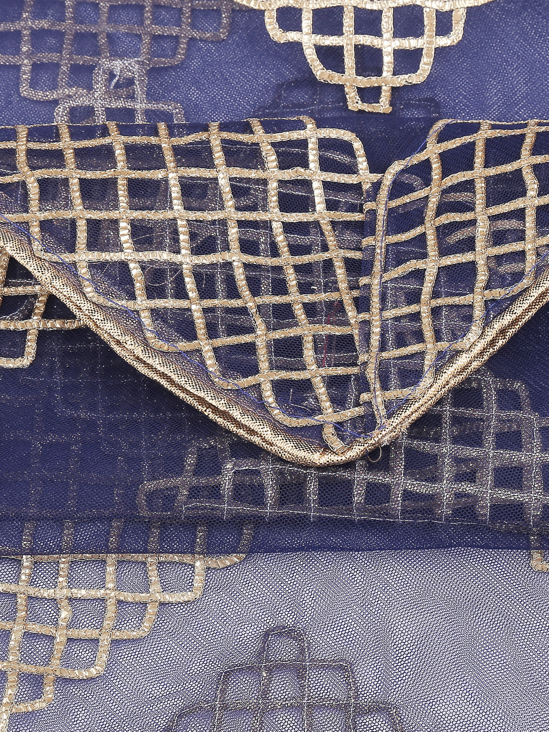 Emroidered Navy Blue Net Gotta Patti Dupatta freeshipping - Dupatta Bazaar