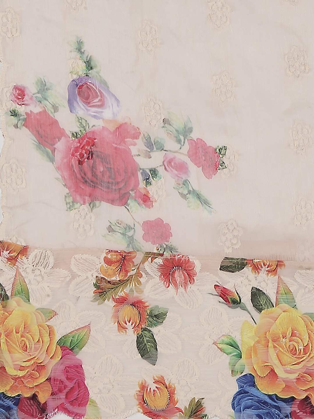 Printed and Embroidered Chiffon Dupatta freeshipping - Dupatta Bazaar