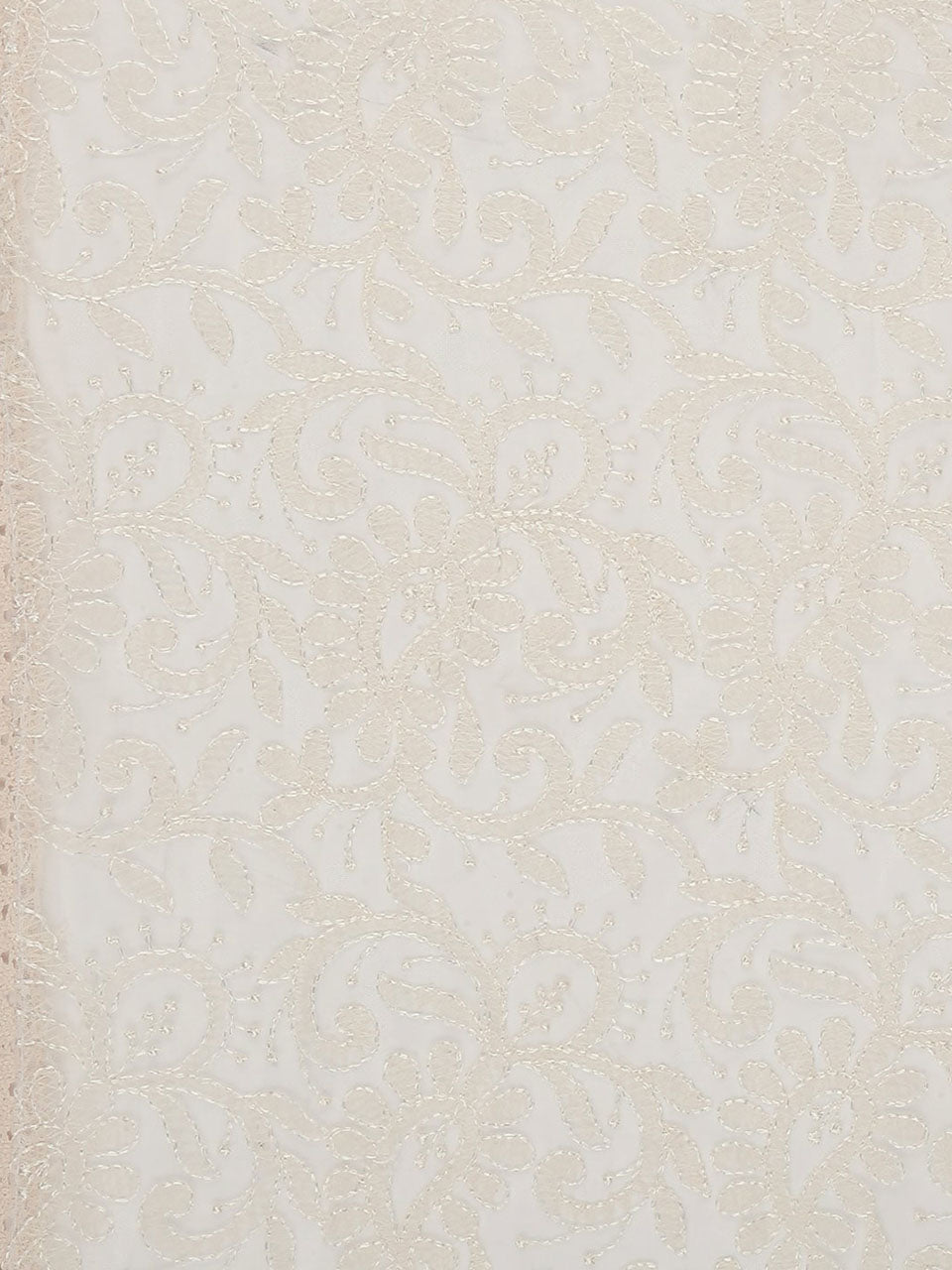 Lucknowi Embroidered Off White Net Dupatta freeshipping - Dupatta Bazaar