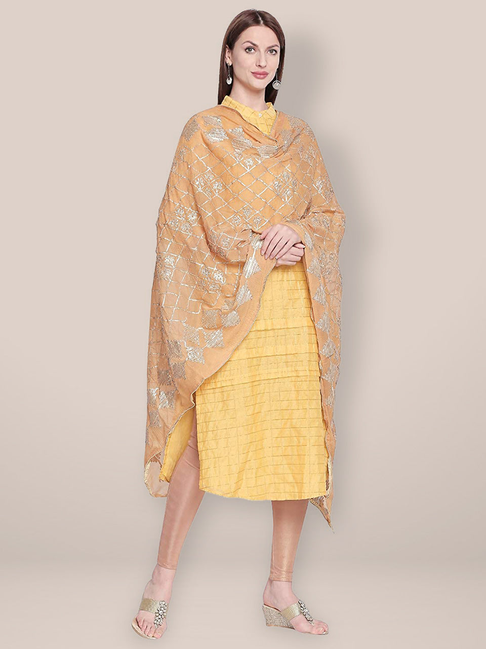 Gold Chiffon Dupatta with Gotta Work freeshipping - Dupatta Bazaar