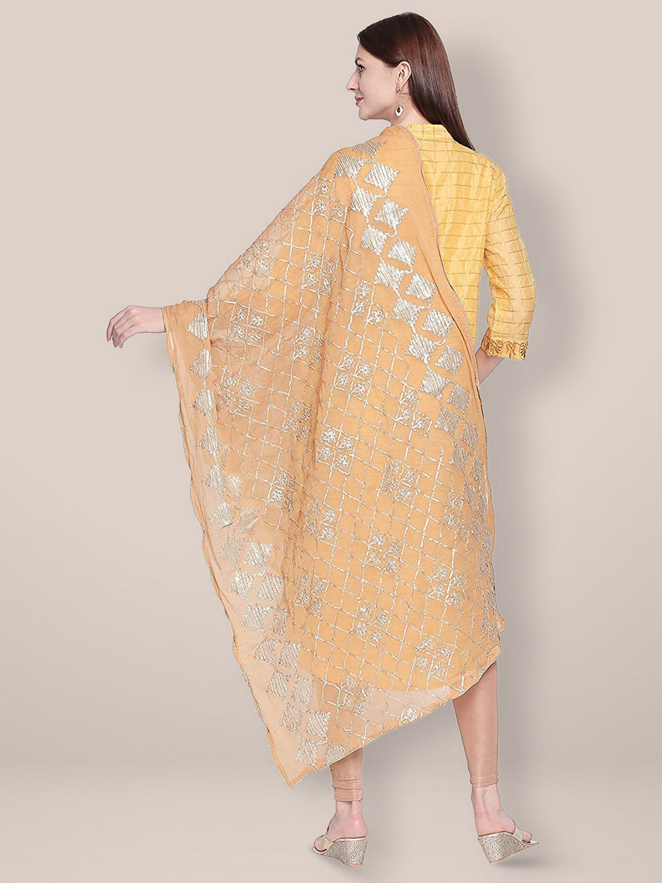 Gold Chiffon Dupatta with Gotta Work freeshipping - Dupatta Bazaar
