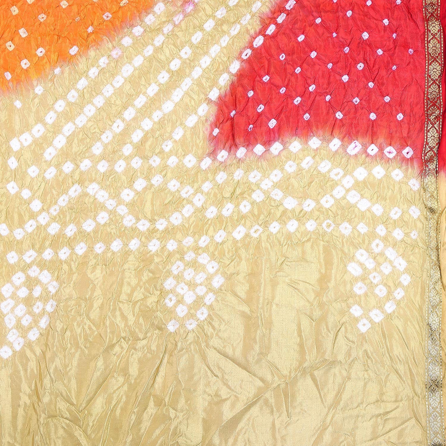 Dupatta Bazaar Woman's Gold & Red Bandhini Dupatta - Dupatta Bazaar