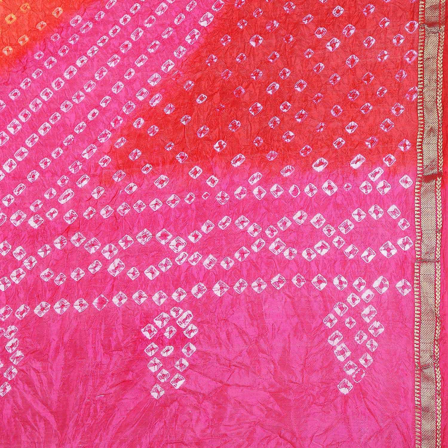 Pink & Red Bandhini Silk Dupatta freeshipping - Dupatta Bazaar
