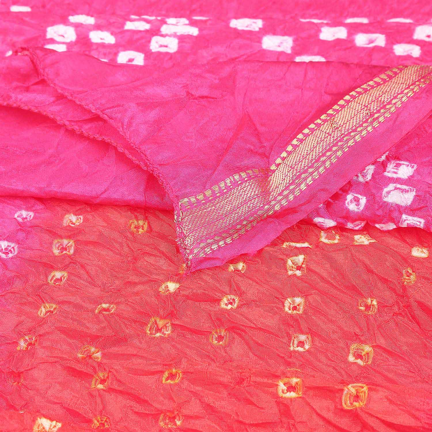Pink & Red Bandhini Silk Dupatta freeshipping - Dupatta Bazaar