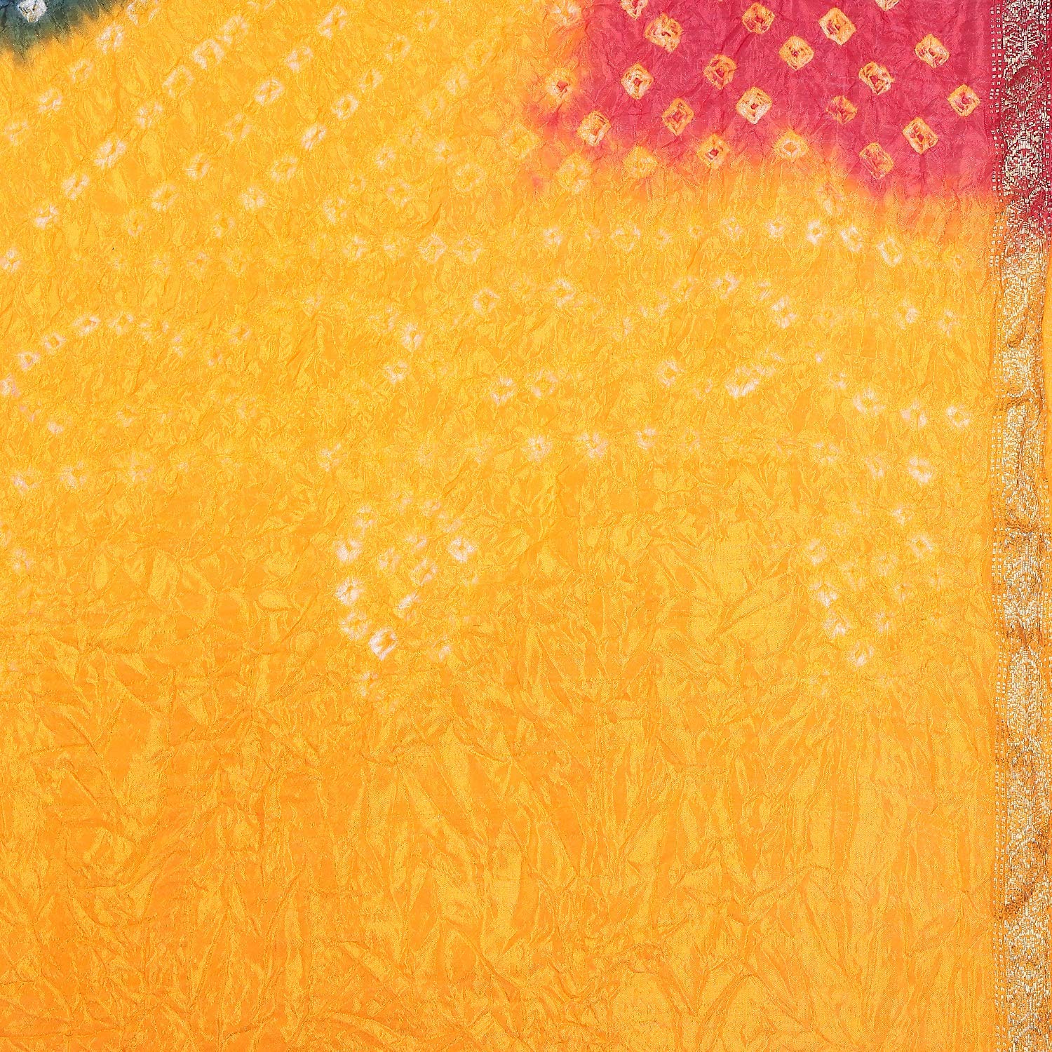 Dupatta Bazaar Woman's Yellow,Blue & Red Bandhini Dupatta - Dupatta Bazaar