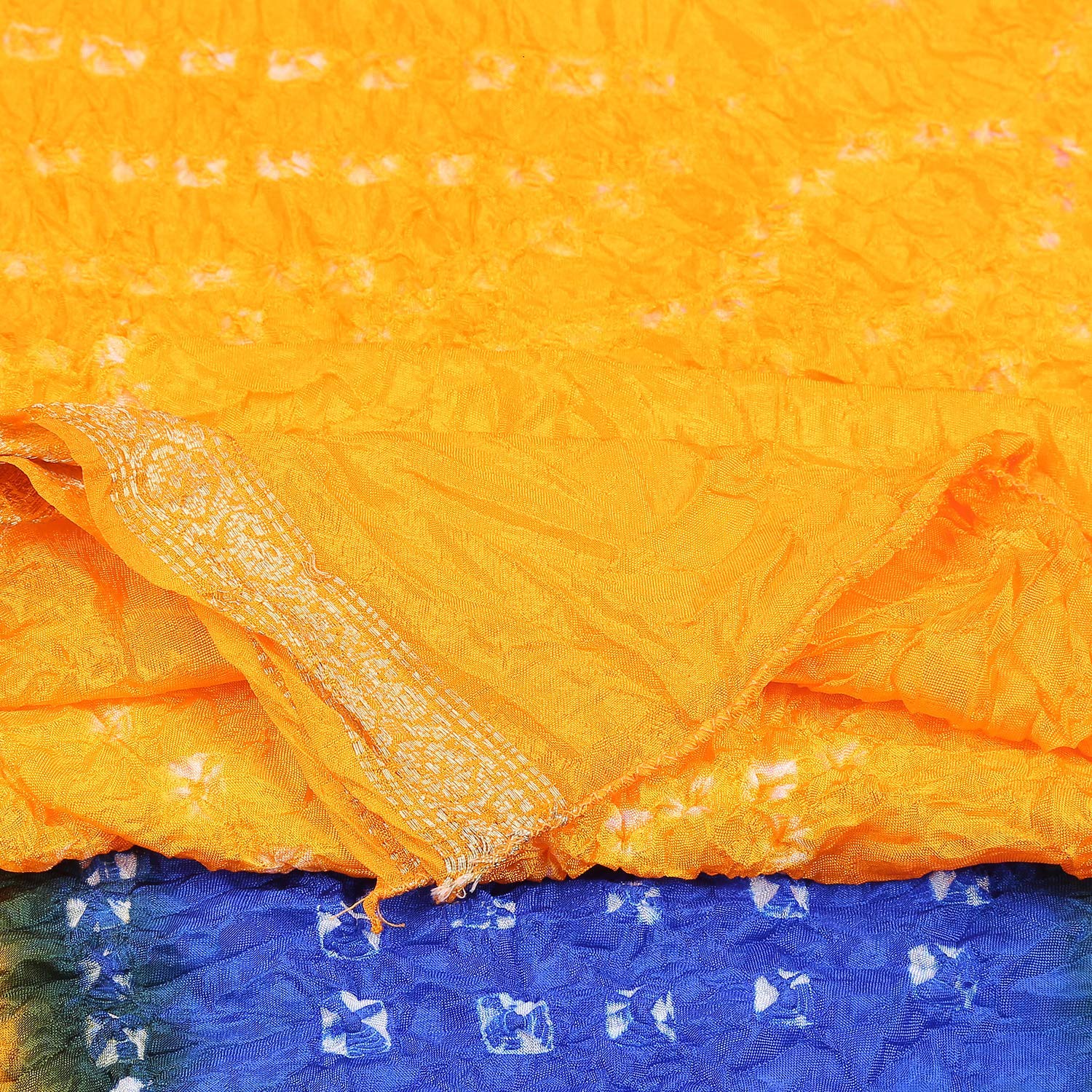 Dupatta Bazaar Woman's Yellow,Blue & Red Bandhini Dupatta - Dupatta Bazaar