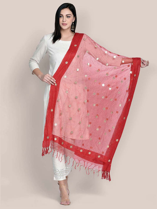 Red Organza dupatta with Gotta Patti Work freeshipping - Dupatta Bazaar