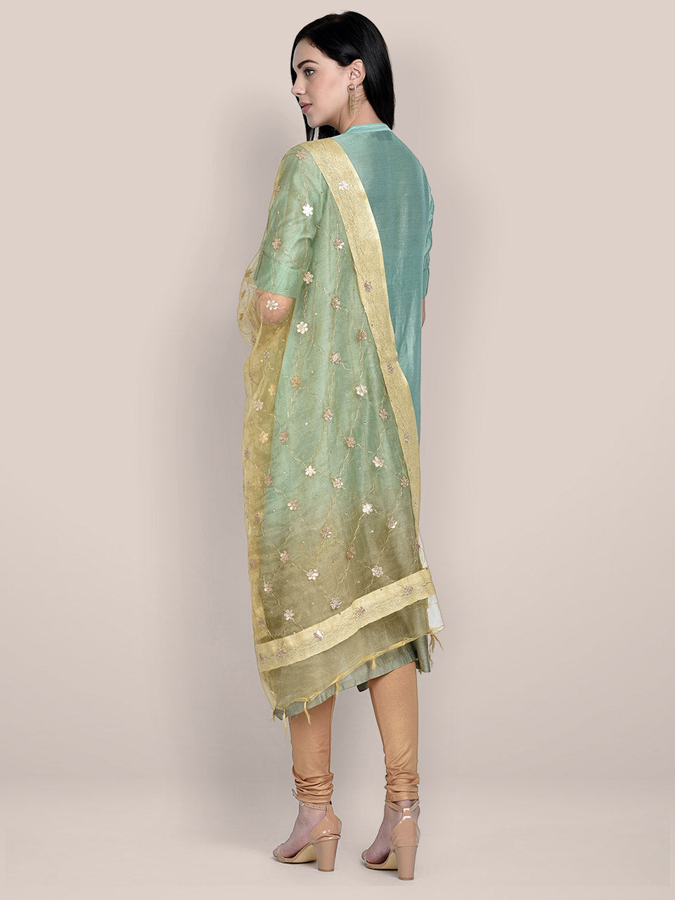 Gold Organza dupatta with Gotta Patti Work freeshipping - Dupatta Bazaar