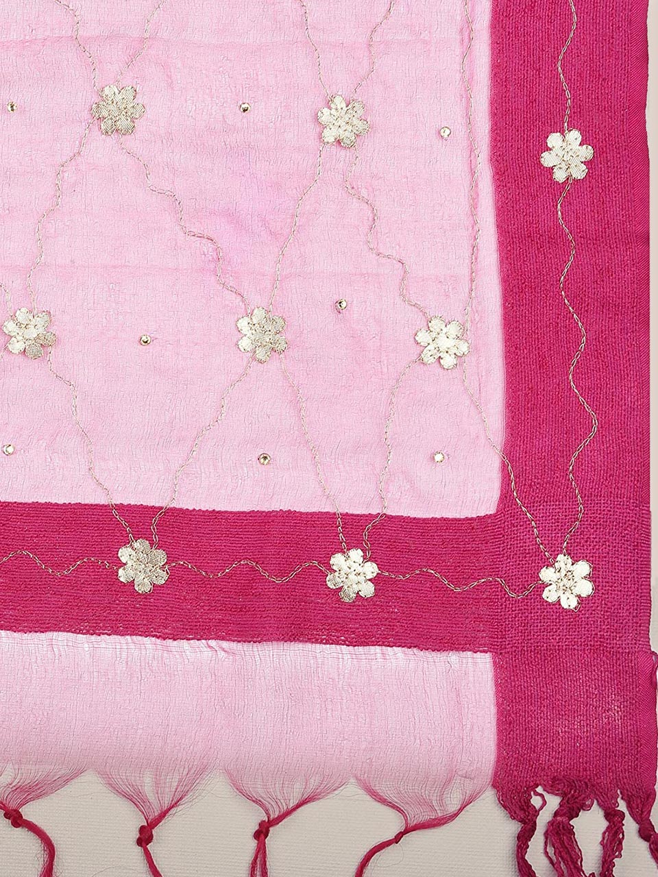 Pink Organza dupatta with Gotta Patti Work freeshipping - Dupatta Bazaar