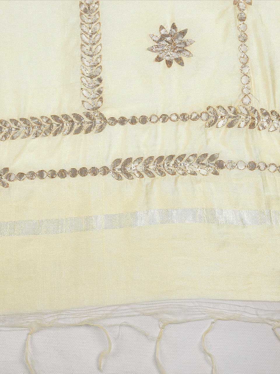 Dupatta Bazaar Woman's Off White Cotton Silk Dupatta with Gotta Patti Work. freeshipping - Dupatta Bazaar