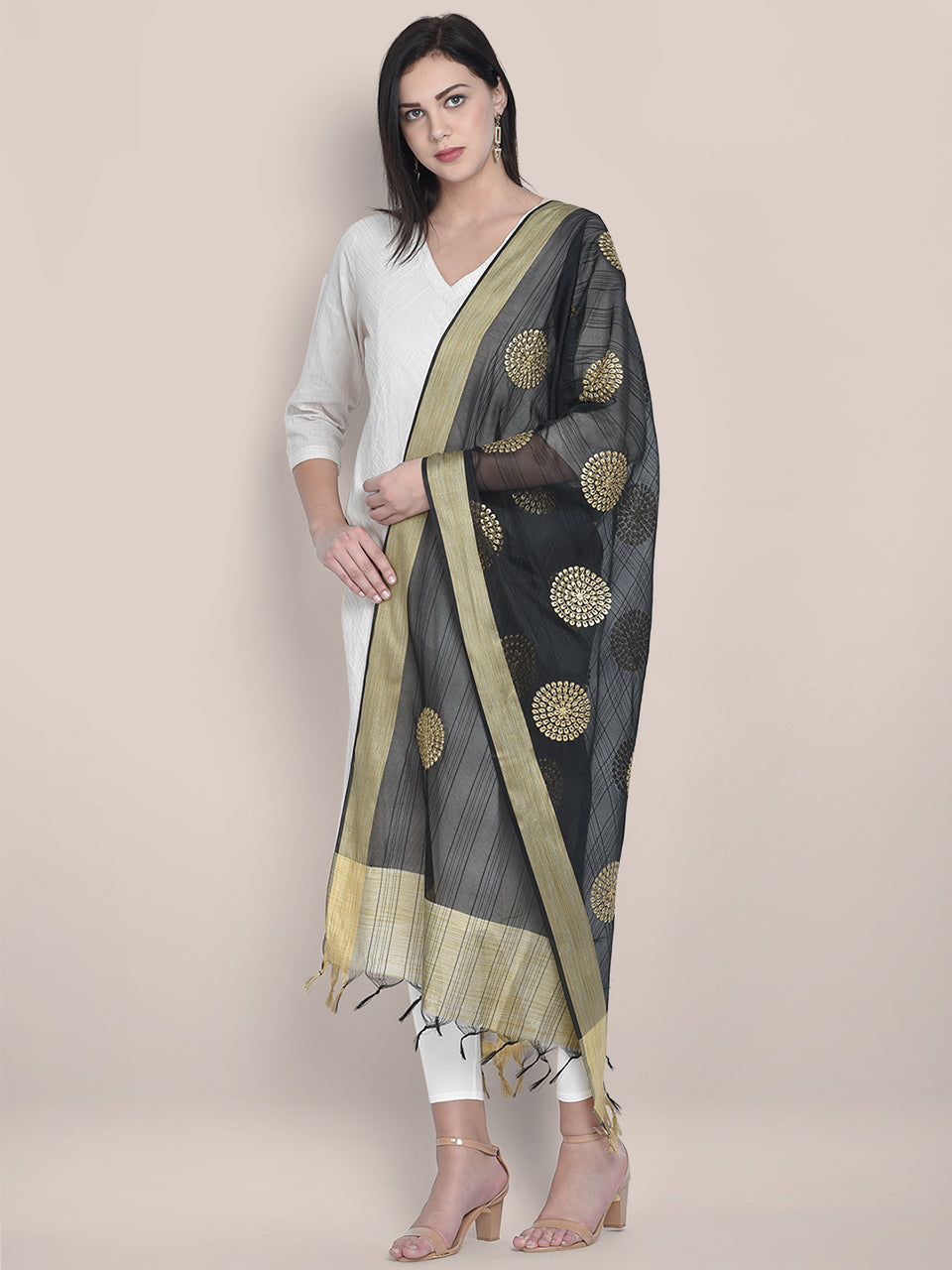 Embroidered Blended Silk dupatta freeshipping - Dupatta Bazaar