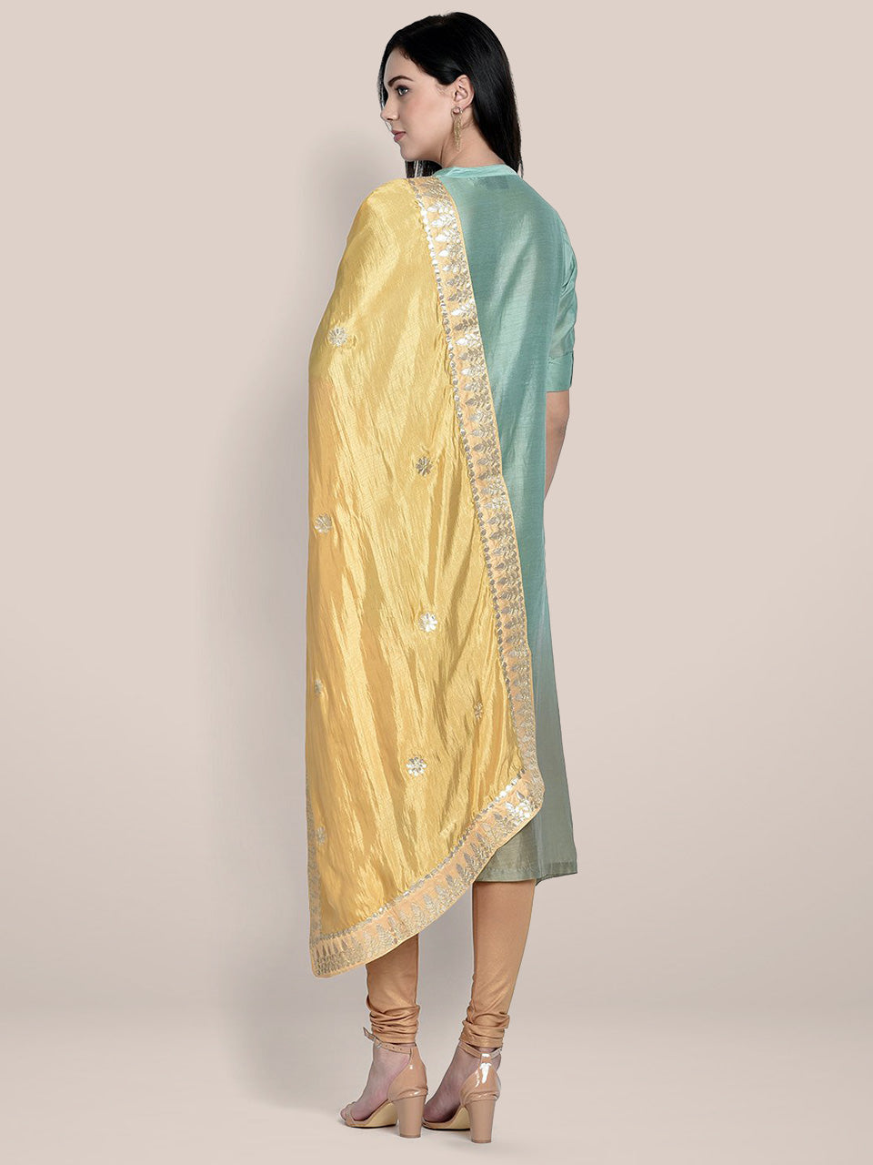 Dupatta Bazaar Woman's Gold Silk Dupatta with Gotta Patti Work. freeshipping - Dupatta Bazaar