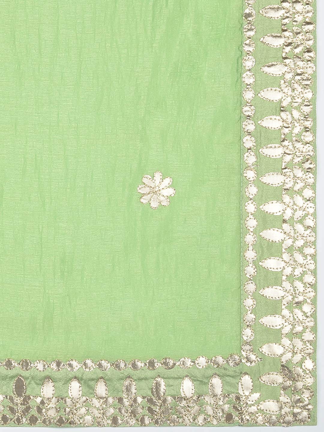 Dupatta Bazaar Woman's Lime Green & Gold Silk Dupatta with Gotta Patti Work. - Dupatta Bazaar