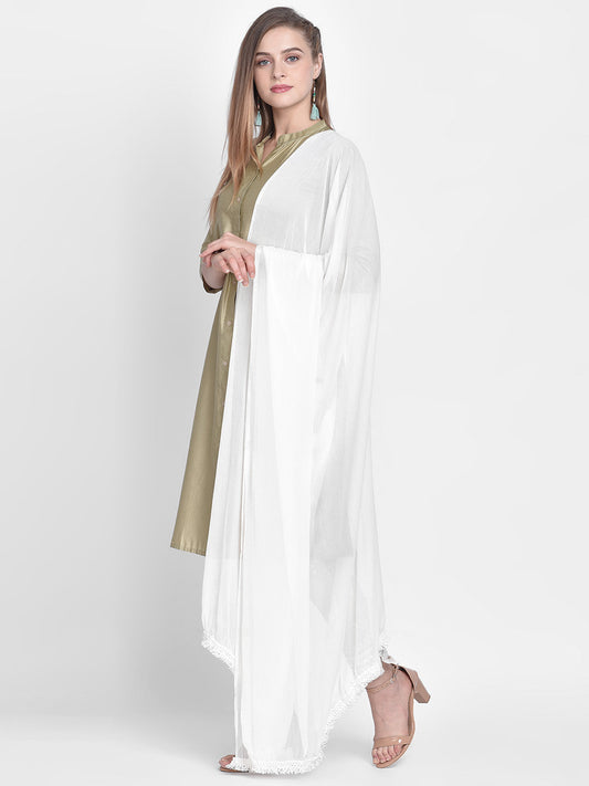Dupatta Bazaar Woman's Off White Chiffon Dupatta . - Dupatta Bazaar