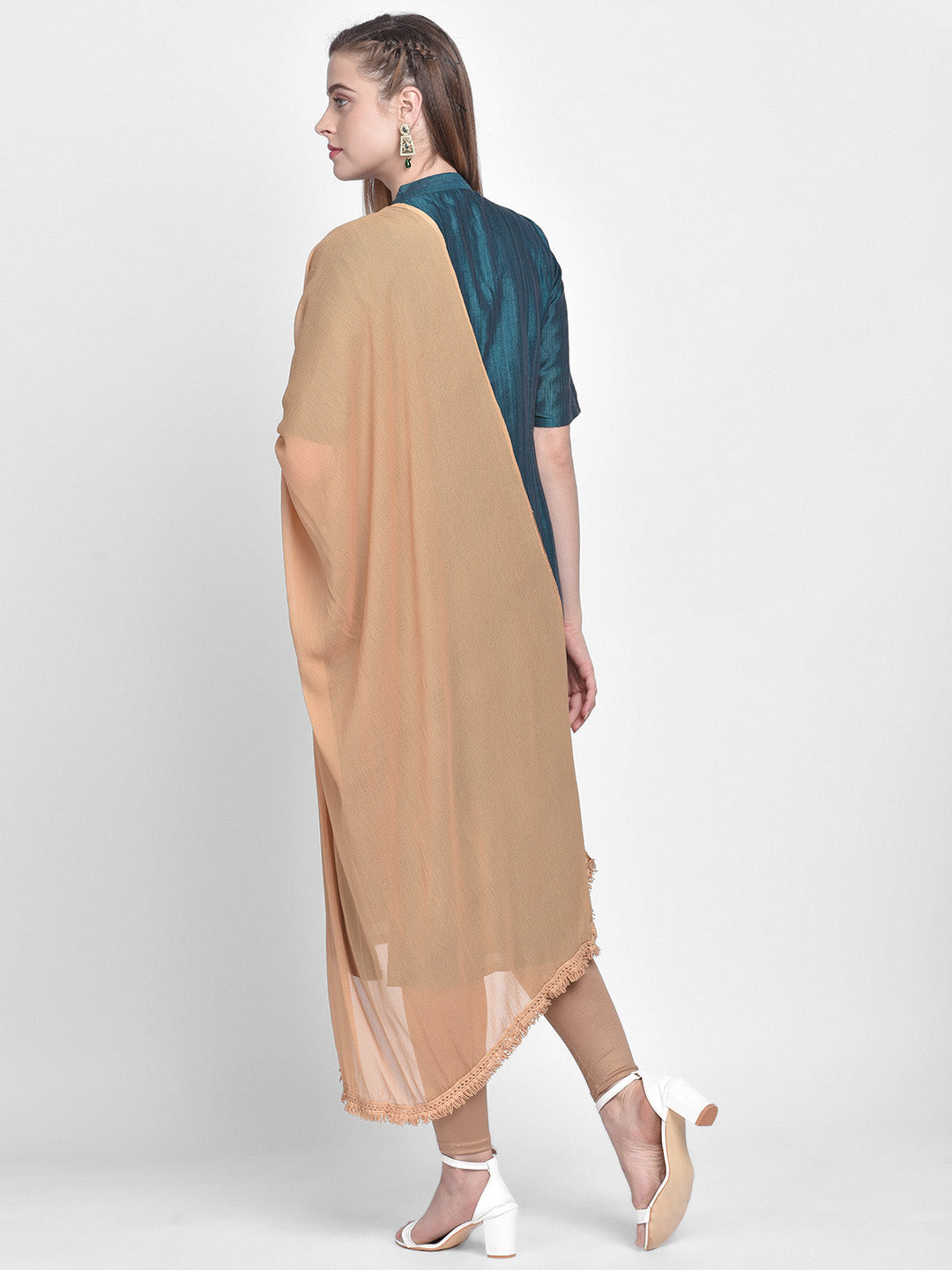 Dupatta Bazaar Woman's Beige Chiffon Dupatta . - Dupatta Bazaar