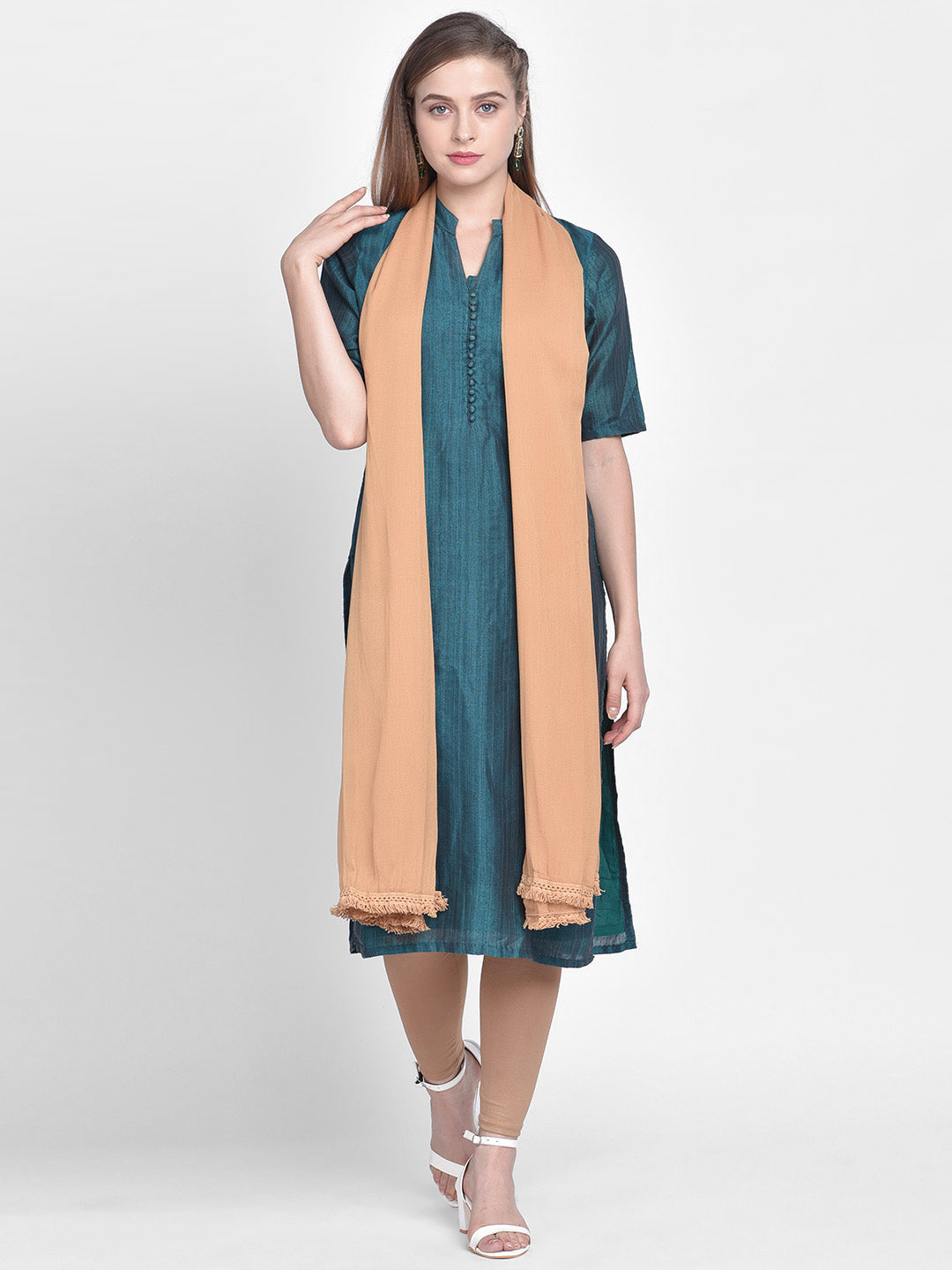 Dupatta Bazaar Woman's Beige Chiffon Dupatta . - Dupatta Bazaar