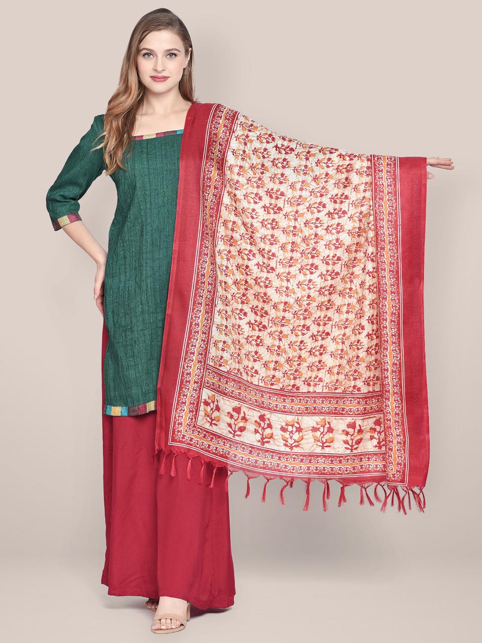 Printed Art Silk Dupatta freeshipping - Dupatta Bazaar