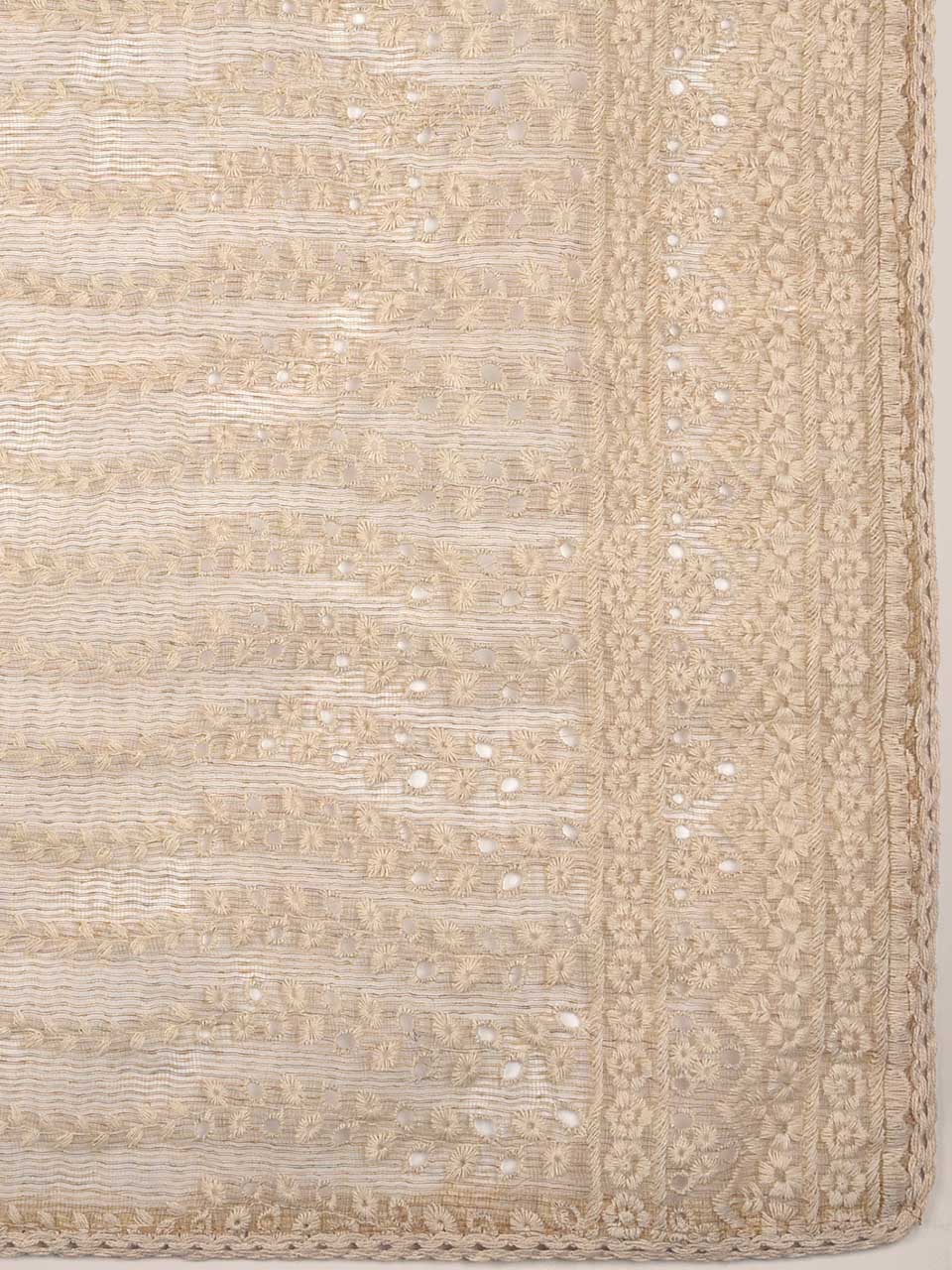 Dupatta Bazaar Woman's Off White Cotton Dupatta With Embroidery all over. freeshipping - Dupatta Bazaar