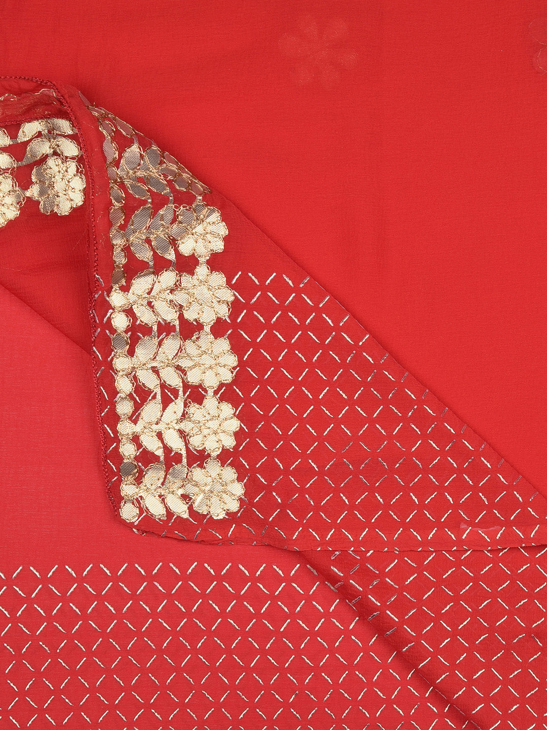 Dupatta Bazaar Woman's Red Chiffon Dupatta with Gotta Work - Dupatta Bazaar