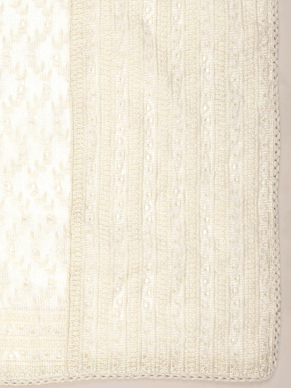 Off White Cotton Dupatta With Embroidery All Over freeshipping - Dupatta Bazaar