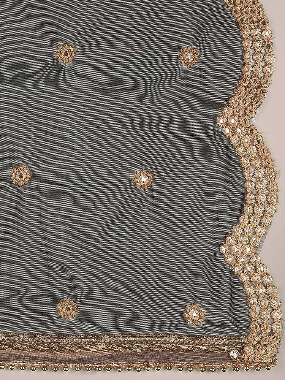 Embellished Black Net Dupatta with Scallops. freeshipping - Dupatta Bazaar