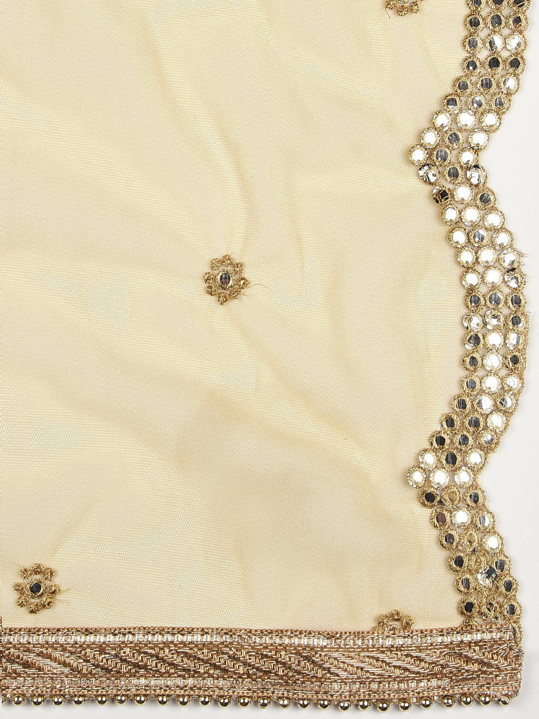 Dupatta Bazaar Woman's Embellished Yellow Net Dupatta with Scallops. - Dupatta Bazaar