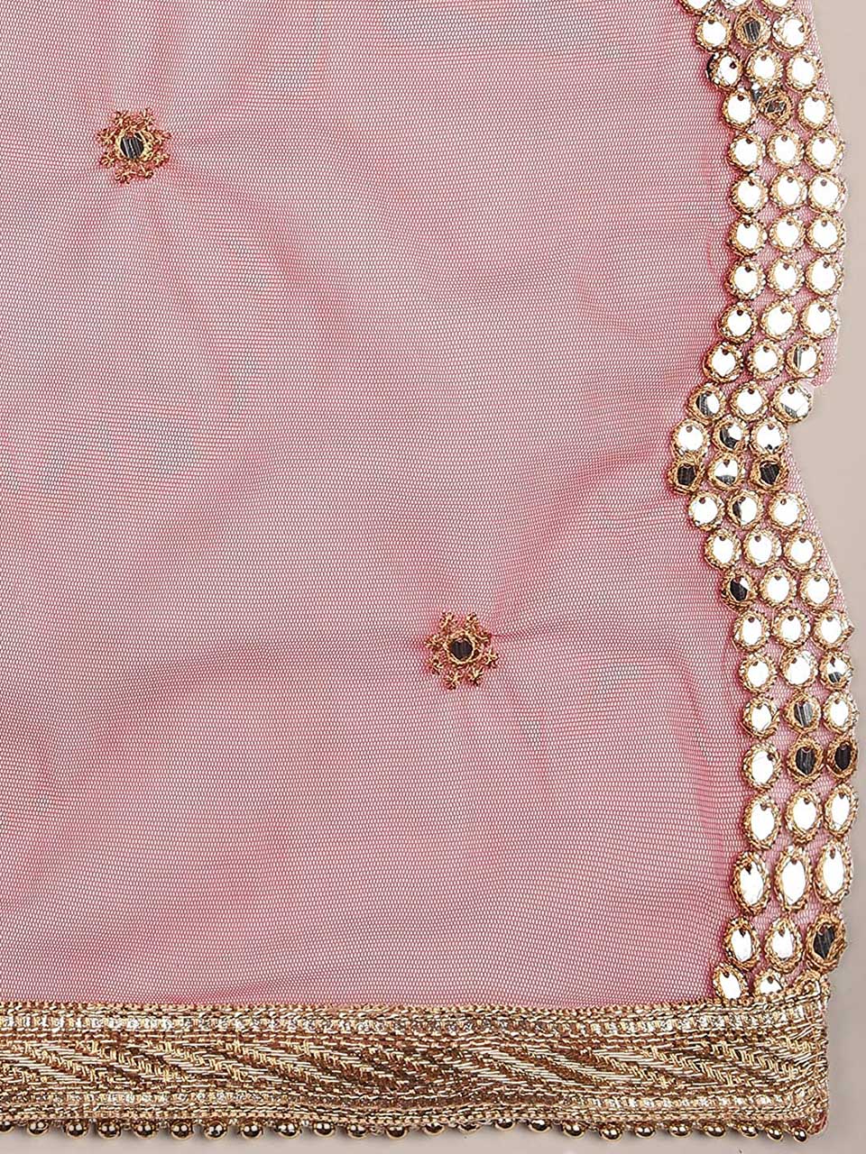 Embellished Red Net Dupatta with Scallops. freeshipping - Dupatta Bazaar