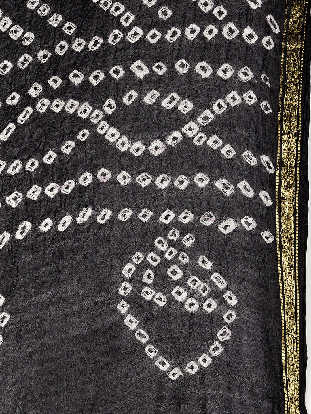 Dupatta Bazaar Woman's Black Bandhini Silk Dupatta - Dupatta Bazaar