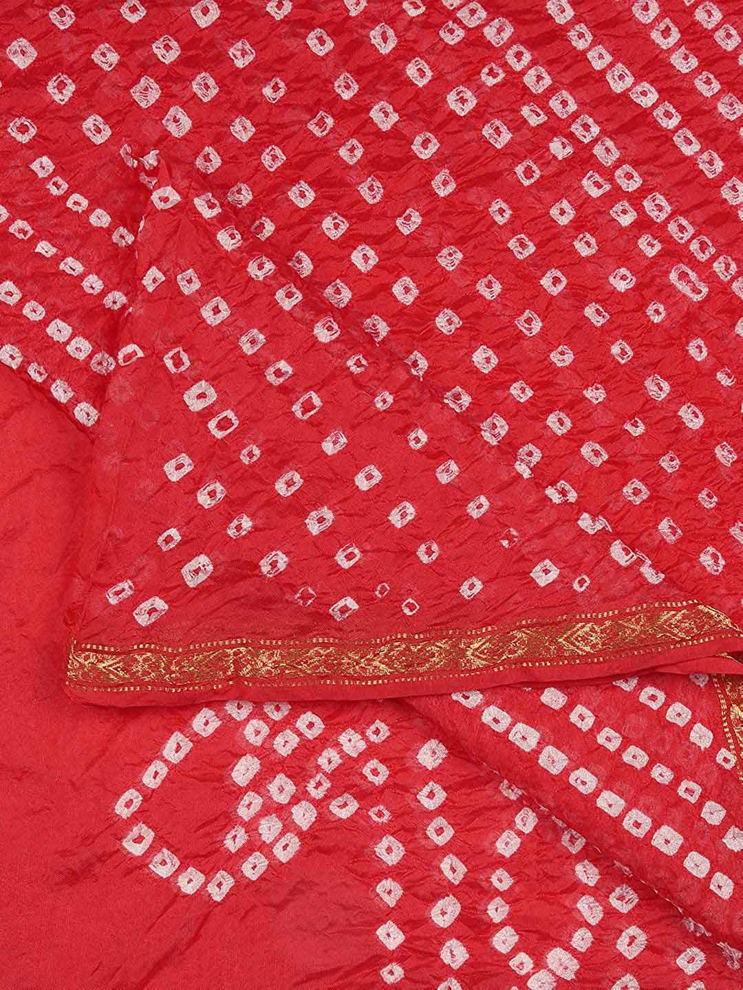 Bridal Red Bandhini Silk Dupatta freeshipping - Dupatta Bazaar