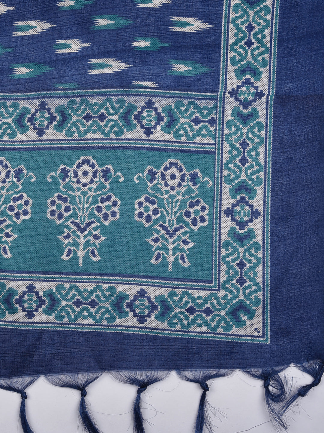 Dupatta Bazaar Women's Printed Blue & Green Art Silk Dupatta - Dupatta Bazaar